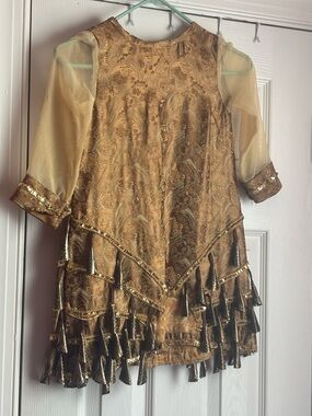 Native Gold Embroidered Tassel jingle Dress